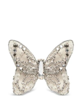 Jennifer Behr Abbie crystal butterfly hair clip - women - Rhodium Plated Metal/Synthetic Crystal/Crystal - One Size - White