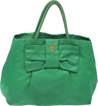 Prada Ribbon Green Nylon Handbag (Pre-Owned)