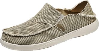 Generic Mens Canvas Shoes Casual Shoes Elastic Mens Breathable Light Lazy Shoes Mens Classic Leather Sneaker (Khaki, 8.5)