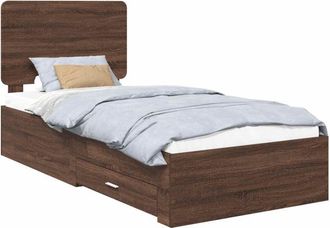 vidaXL Estructura De Cama Con Cabecera Roble Marr&oacute;n 75 X 190 Cm Vidaxl
