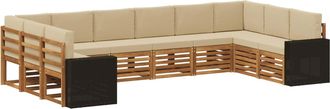 vidaXL Conjunto De Sof&aacute;s De Exterior 10 Uds. Natural Y Beige Poli&eacute;ster Vidaxl
