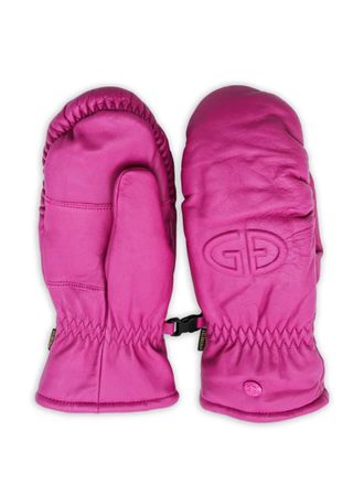 Goldbergh embossed logo gloves - women - Polyester/Goat Skin - 6.5 - Pink