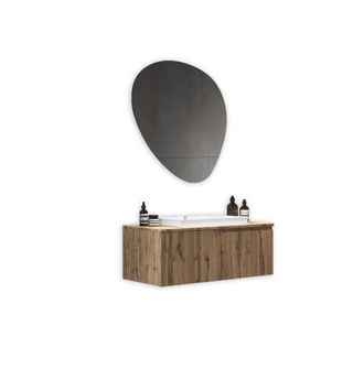 Aquadesign Mueble de baño 3 piezas en mdf roble