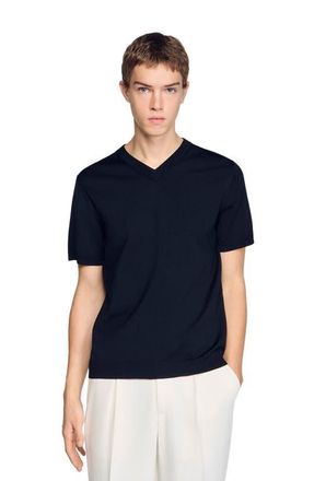 Sandro Short-sleeve V-neck polo shirt in Black at Nordstrom, Size Xx-Large