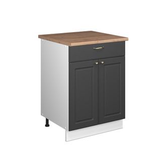 Vicco Mueble Bajo Para Fregadero/placa Fame-line, Antracita-oro Landhaus/blanco, 60 Cm Con Caj&oacute;n, Et Roble, Vicco