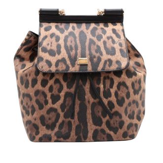 Dolce & Gabbana Pre-owned Dolce and Gabbana Leopard Print Leather Dauphine Miss Sicily Backpack Ladies JL5PZRKS5FMSHL0N