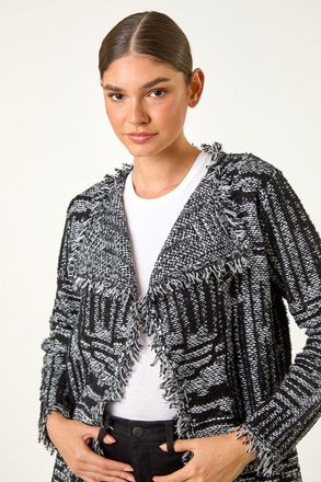 Roman Textured Fringe Collar Detail Cardigan