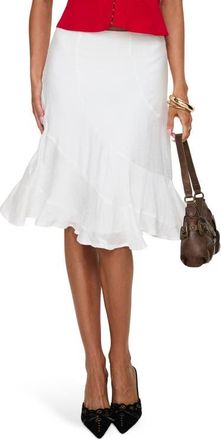 Princess Polly With Kindness Asymmetric Hem Midi Skirt in White at Nordstrom, Size 10