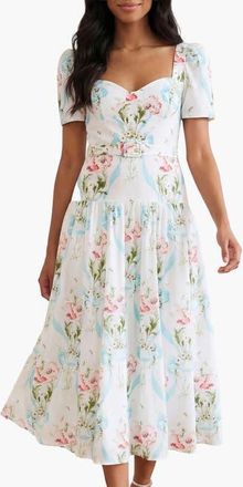 Needle & Thread Floral Ribbon Ballerina Dress in Optic White/blue at Nordstrom, Size 12