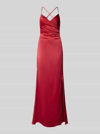 Jake*s Abendkleid mit V-Ausschnitt in Hellrot Melange, Gr&ouml;&szlig;e 40