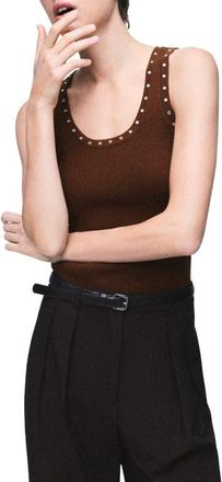 Mango Grommet Accent Knit Tank in Brown at Nordstrom, Size Large