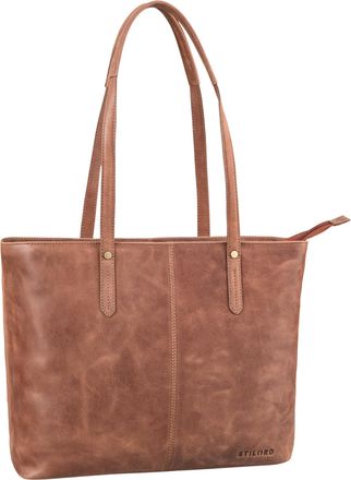 STILORD Antonia Leather Tote Bag with Zip - Large Womens Handbag Genuine Leather for School & College, Colour:messina - brown