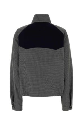Miu Miu Womens Embroidered Cotton Jacket Grigio Maglieria Sweater
