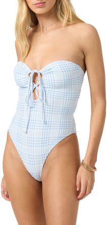 O'Neill Catamaran Plaid Poolside One-Piece Swimsuit in Azurine at Nordstrom, Size X-Large