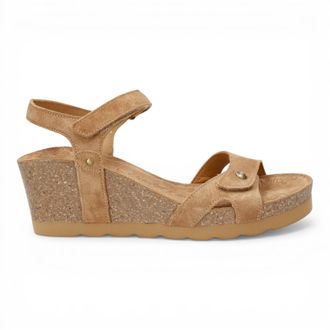 Panama Jack Womens Wedge Bark Brown Suede Leather Sandals - Julia B74 - Dark Brown - Size EU 40