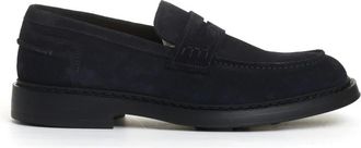 Doucal's Loafers, male, Blue, Size: 10 1/2 US Blue Suede Rubber Sole Loafer