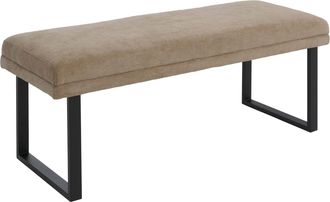 Hhg [nunca Usado] Banco Hhg-072, Banco Tapizado, Banco De Vest&iacute;bulo, Banco De Comedor, Metal, Tela &Ouml;ko-tex De Chenilla (310 G/m&sup2;), 120 Cm, Marr&oacute;n Claro