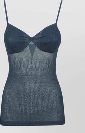 Victoria Beckham cami top ribbed sheer fitted straps