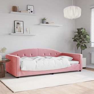vidaXL Sof&aacute; Cama Terciopelo Rosa 100x200 Cm Vidaxl