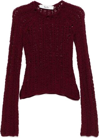 S&eacute;fr Truien & Vesten, Dames, Rood, S, Burgundy Crew Neck Sweater