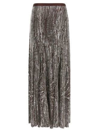 Paco Rabanne Sequin and Pearl Embroidered Skirt - Brown