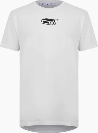 Off-white Mens Large Genie Lettering Regular Fit T-Shirt - White - Size: 36