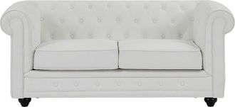 VENTE-UNIQUE.COM Sof&aacute; fijo piel sint&eacute;tica 2 plazas blanco 168x88cm