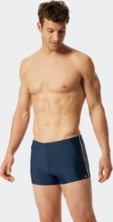 Schiesser Badehose SCHIESSER Nautical Casual, Herren, Gr. 5, N-Gr, blau (801, admiral), Baumwolle, Elasthan, unifarben mit Farbeinsatz, Badehosen Badehose, mit 