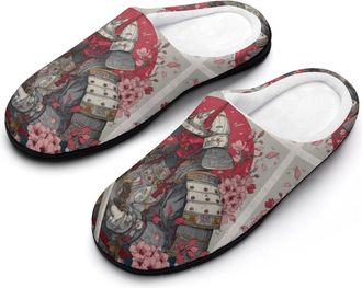 Generic Japanese Samurai Poster Funny Mens Cotton Slippers Shoes Novelty Soft Non-Slip Sole Home Shoe