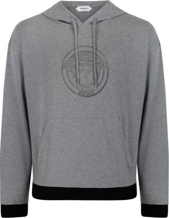 Versace Grijze Logo Hoodie - Heren - Hoodies - Grijs - S - Katoen - Hoodies & sweatvesten