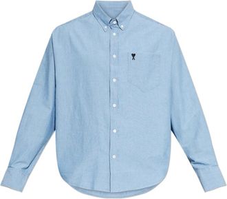 Ami Shirt Met Zak - Heren - Zakelijke Overhemden - Blauw - 2XL - Katoen - Overhemden