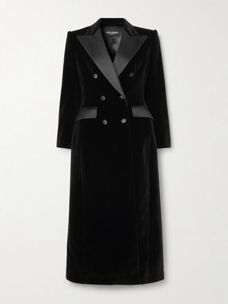 Vintage 70s Gerald store McCann Black Velvet Velveteen Midi Trench Coat S/M