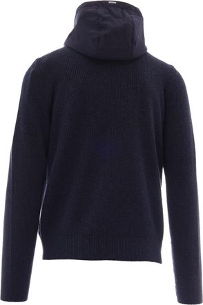 Herno Mens Hooded Zip Jacket Double-Fabric Navy Blue