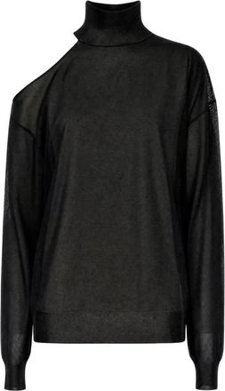 Fendi Zijden Organza Turtleneck - Dames - Coltruien - Zwart - S - Organza - Truien & Vesten