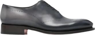 Santoni Kaj-Vsyz 16 - Heren - Nette schoenen - Blauw - 44 EU - Leer - Schoenen
