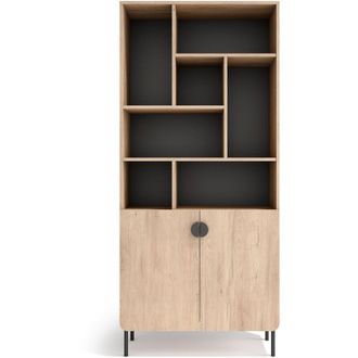 HERDASA Herdasa, Estanter&iacute;a Multifunci&oacute;n Tokyo De Melamina, 8 Compartimentos, Dise&ntilde;o Moderno, 178x80x31cm Roble Claro Y Grafito