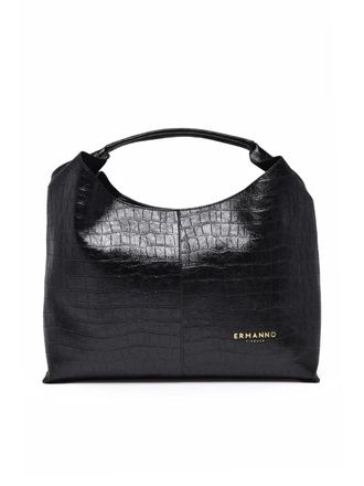 Ermanno Scervino Black Polyurethane Veronica Shoulder Bag