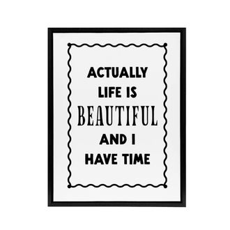Artery8 Life Is Beautiful & l Have Time Bright Simple Framed Canvas Art in White | Size: W24 x H32
