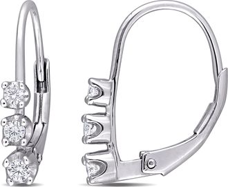 Mimi & Max 1/4ct TDW 3 Stone Diamond Leverback Earrings in Sterling Silver