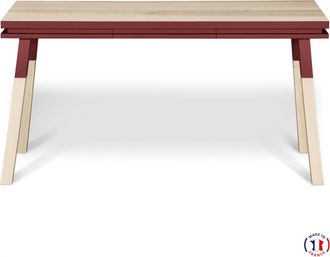 Mon Petit Meuble Français Escritorio rectangular de madera de fresno maciza 1 cajón, 140 cm