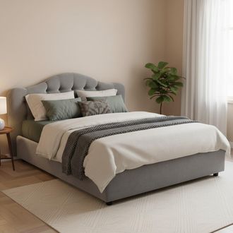 Dmora Cama Matrimonial Arex, Desenfundable, Con Contenedor Made In Italy, Tama&ntilde;o Colch&oacute;n 160x190 Cm, Gris
