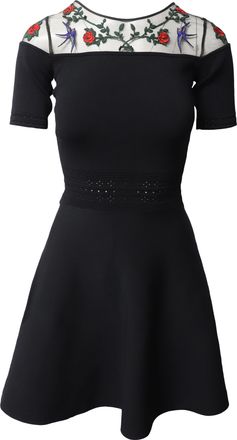 Sandro Sandro Paris Rozenapplicatie Mini Jurk in Zwarte Viscose
