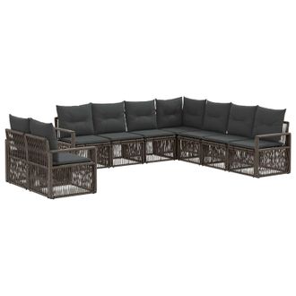 vidaXL Conjunto De Sof&aacute;s De Jard&iacute;n 9 Pcs Gris Rat&aacute;n Sint&eacute;tico Vidaxl