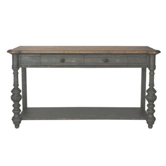 Signature Consola de pino y roble macizo negro - A85 cm