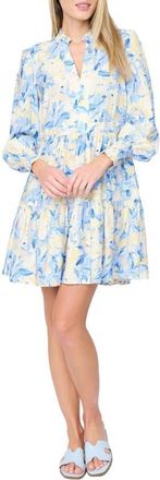 Gibsonlook Decked Out Print Long Sleeve Dress in Yellow Navy Floral at Nordstrom, Size Xx-Large