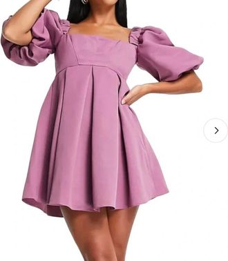 Asos Womens Puff Sleeve Dress In Purple