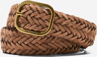 Cole Haan Womens Braided Centerbar Belt - Brown Size Medium