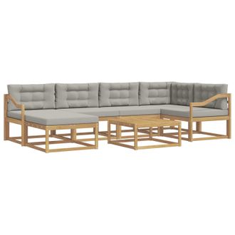 vidaXL Conjunto De Sof&aacute;s De Exterior 7 Pcs Blanco Y Gris Claro Vidaxl