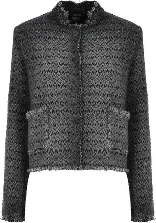 Avant Toi Textured Melange Grey Wool Cardigan with High Neck