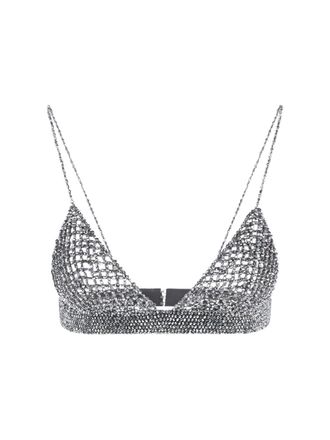 Golden Goose Beaded Top In Grey Mesh, Bralette Design